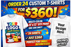 24 Custom T-shirts Dtf Printed Full Color 8x12 One Side     Small Business Deal