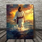 Jesus Walking On Water Canvas  Christian Wall Art  Religious Poster Home Decor