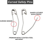 Curved Metal Safety Pins 50mm For Quilting - 100 Count Basting Pins