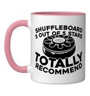 Strategy Table Game Pucks - Shuffleboard Ceramic Mug 11 Ounces Pink white