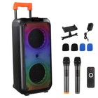 W  2 Microphones Wireless Portable Bluetooth Karaoke Speaker For Party Dual Sub