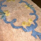 Vtg 60s 70s Peach Pink Chenille Bath Rug 25x38 Floral Blue Bows Retro