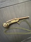 Vtg Maritime Boatswains Bosun s 4 5  Brass   Copper Whistle W long Chain