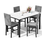 Modern 5-piece Dining Set With Gray Chairs   Faux Marble Table For 4