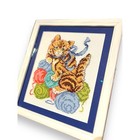 Needlepoint Butterscotch Kitten Professionally Framed 9x10