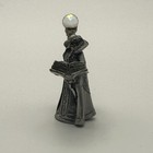 Vintage Pewter Wizard Figurine With Crystal Ball Spellbook Miniature Fantasy