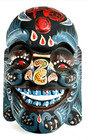 China Folk Art Nuo Mask Wood Hand Carved Painted Wall Decor 8    Multicolored Vtg
