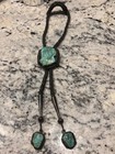 Vintage Native American Bolo Tie Sterling Silver And Turquoise Heavy Signed Jd