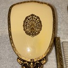Vtg Globe 24k Gold Plated Vanity Set Hand Mirror Brush Comb Hollywood Regency