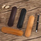 Genuine Leather Single Pen Case Holder Pencil Pouch    1 Pack Black