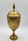Antique Ornately Etched Indian Brass Lidded Urn 19 5cm H
