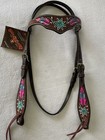 New Circle Y Light As A Feather  Gorgeous Hand Painted Leather Headstall