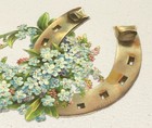 Flower Arranged On Horseshoe Victorian Die Cut Scrap - L4