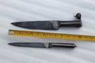Mughal Indo-persian Silver Damascened  Iron Handle Double Dagger Kard Knife
