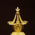 9  Old Tibet Buddhism Bronze Gilt Gems Shakyamuni Buddha Stupa Pagoda Tower