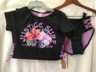 Nwt Justice Girl Rash Guard Set 2 Pc Black Floral  Swimsuit Upf 50  Many Sizes