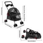 Dog Stroller Pet Travel Carriage 4 Wheels Foldable Carrier Cart With Cup Holder