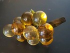 Vintage Mcm Amber Yellow Acrylic Lucite Grapes Cluster Bunch Faux Wood Stem