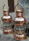Set Of 2 Pcs 14  Brass   Copper Anchor Boat Light Oil Lamp Nautical Ship Lantern