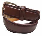 Men s Leather Casual Dress Plain Brown Belt Silver Buckle Sizes S   M   L   Xl