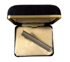 Hickok Silver Tone Crosshatch Pattern Tie Bar Clip With Box Vintage Mid Century