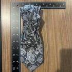Upcycled Women   s Gray On Gray Paisley Necktie With Brooch 
