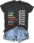 Racing Shirt For Women Race Week T-shirt Casual Short Sleeve Medium Dark Gray