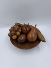 Vintage Wood Carved Fruit And Fruit Plate Stand Made In Gatlinburg  Tn