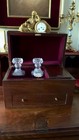 Rare Antique Victorian Gentleman   s Hospitality Chest  Crystal Decanter Service 