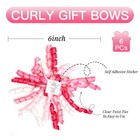 6 Pcs 6 Inch Pink Curly Bows Gift Wrapping Self Adhesive Satin Ribbon Set