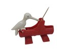 Vintage Woodpecker Toothpick Holder Red   White Plastic Mid-century Retro Kisch