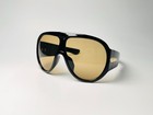Oversized Shield Sunglasses Retro Aviator Shades Black Frame Brown Lens Vintage 