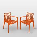 Gruvyer Modern Indoor Outdoor Dining Armchairs  From Italy  Stackable  2 Chairs 