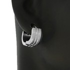 Stainless Steel Silver White Gold-tone Polished Matte Hoop Huggie Earrings