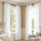 White Sheer Curtains 84 Inches Long  4 Panels Set  Light Filtering Rod Pocket Vo