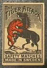 Travelstamps  Sweden Matchbox Label - The Tiger Attack - Safety Matches
