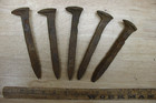 5 Antique Railroad Train Track Cast Iron Spikes nails 5-7 8 -6-5 8  rusty crusty