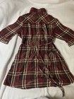Vintage Ed Hardy Plaid Shirt Dress Brown Red Cotton Embroidered Studded Size M