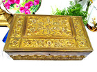 Antique Renaissance Style German Brass Repousse Jewelry Casket Stationry Box
