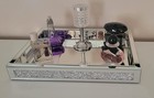 Mirror Jewelry Organizer Fits Dresser Bedroom crushed Diamond Bathroom Tray 