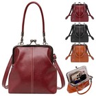 Vintage Black Kiss Lock Frame Bag Shoulder Crossbody Handbag Purse Retro Clutch