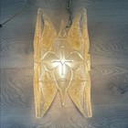 Vtg Mcm Hanging Light Gold Lucite Resin Lamp 15    Funky Retro Abstract Swag