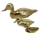 Lot Of 3 Vintage Solid Brass Duck Decoy Figurine Paperweight Mother   Babies