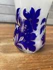 Vintage Fine Hand Carved Chinese Blue And White Peking Glass Vase Floral 4 