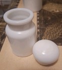 Vintage White Milk Glass Apothecary Storage Jar Bubble Top 5    Mcm Marked Belgium