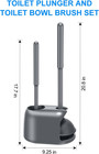 Setsail Toilet Brush And Plunger Set  Semi-hidden Toilet Plungers  Gray