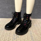 Jellypop Big Girls Size 3m Rainbow Heart Patent Combat Boots Chunky Platform