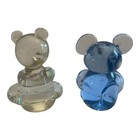 Vintage Hand Blown Art Glass Figurine Blue   Clear Mouse And Bear 3 25    Tall