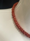 Antique Woven Coral Seed Bead Italian Rope Mediterranean Necklace 800 Silver