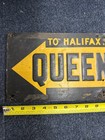 Painted Metal Queen Hotel Halifax Arrow Sign 20   x7   